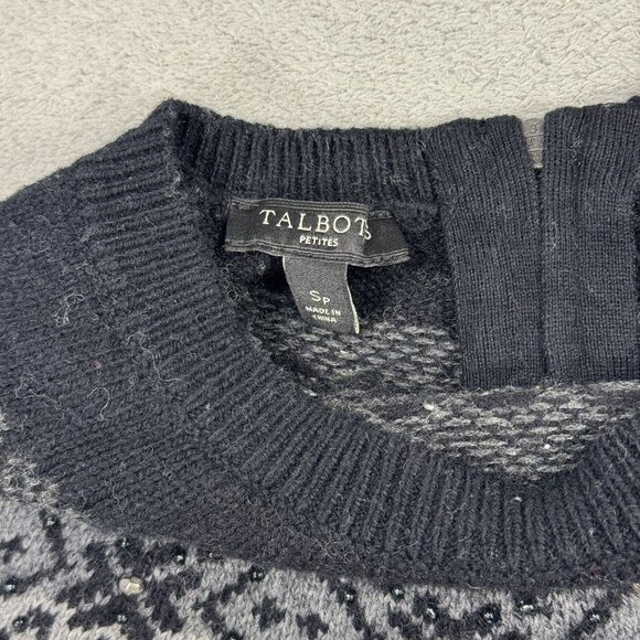 Talbots Speckled Fair Isle Beaded Knit Sweater Winter Nordic Scandi Cottagecore - Picture 6 of 10